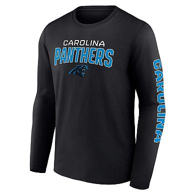 Men's Fanatics Branded Black Carolina Panthers Wordmark Go the Distance Long Sleeve T-Shirt