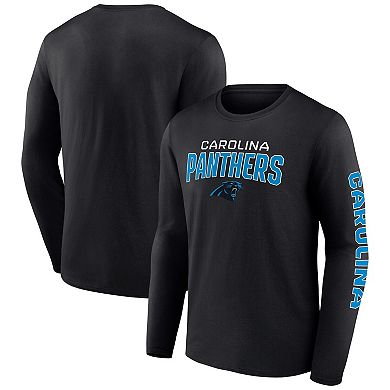 Men's Fanatics Branded Black Carolina Panthers Wordmark Go the Distance Long Sleeve T-Shirt