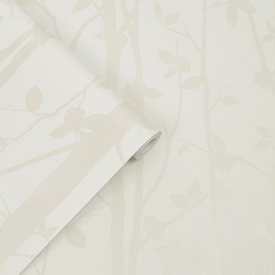Laura Ashley Cottonwood Pearlescent White Wallpaper