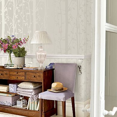 Laura Ashley Cottonwood Pearlescent White Wallpaper