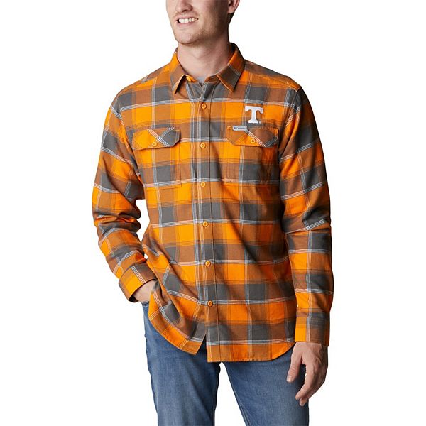 Columbia Men's Tennessee Volunteers Tennessee Orange Plaid Flare Gun Flannel  Button Down Long Sleeve Shirt