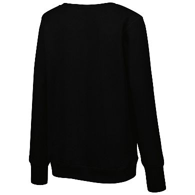 Women's Cuce Black Atlanta Falcons Sequin Logo V-Neck Pullover Sweatshirt