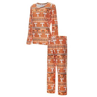 Women's Concepts Sport Tennessee Orange Tennessee Volunteers Holiday Long Sleeve T-Shirt and Pants Sleep Set