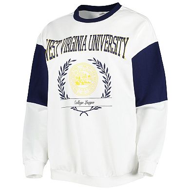 Women's Gameday Couture White West Virginia Mountaineers It's A Vibe Dolman Pullover Sweatshirt