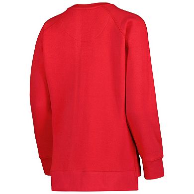 Women's Pressbox Red Wisconsin Badgers Steamboat Animal Print Raglan Pullover Sweatshirt