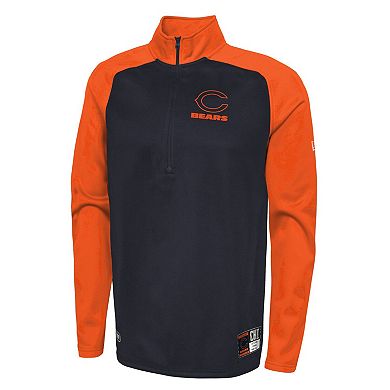 Men's New Era Navy Chicago Bears Combine Authentic O-Line Raglan Half-Zip Jacket