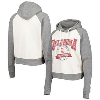 Women's Pressbox Cream/Heather Gray Oklahoma Sooners Cody Tri-Bend Raglan Pullover Hoodie