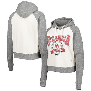 Women's Pressbox Cream/Heather Gray Oklahoma Sooners Cody Tri-Bend Raglan Pullover Hoodie