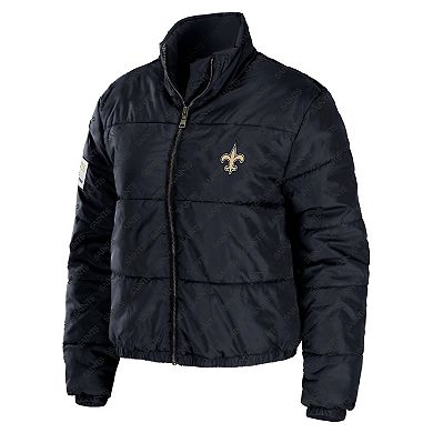 Women's WEAR by Erin Andrews Black New Orleans Saints Puffer Full-Zip Jacket