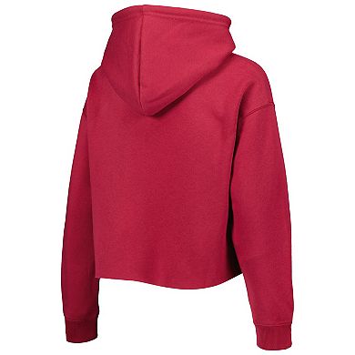 Women's Cuce Cardinal Arizona Cardinals Crystal Logo Cropped Pullover Hoodie