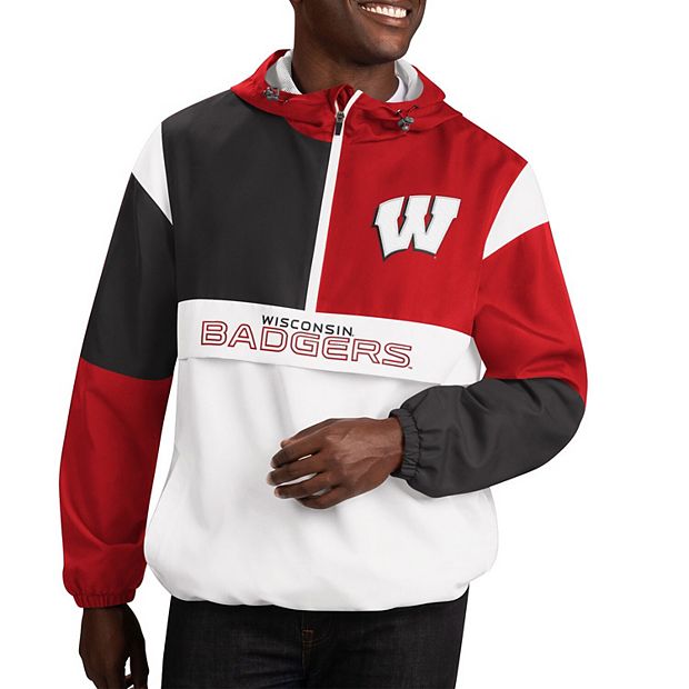 G-III Sports by Carl Banks White/Red Wisconsin Badgers Fair Catch Half-Zip Anorak Jacket