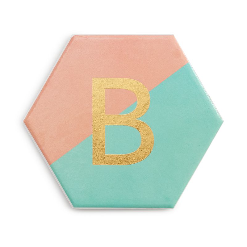 Design Clique Monogram Letter Coaster, Green