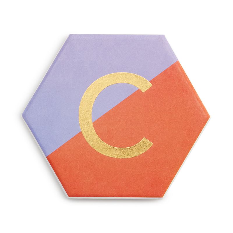 Design Clique Monogram Letter Coaster, Purple