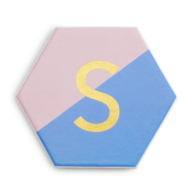 Design Clique Monogram Letter Coaster, Blue