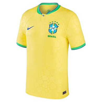 Men's Nike Yellow Brazil National Team 2022/23 Home Breathe Stadium Replica Blank Jersey