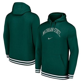 Men's Nike Green Michigan State Spartans DistressedÂ Sketch Retro Fitted Pullover Hoodie