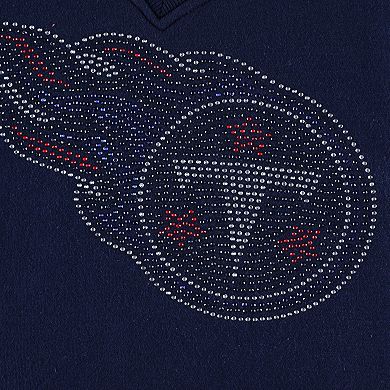 Women's Cuce Navy Tennessee Titans Deep V-Neck Pullover Sweatshirt