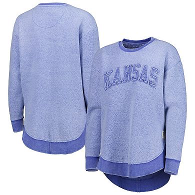 Women's Pressbox Royal Kansas Jayhawks Ponchoville Pullover Sweatshirt