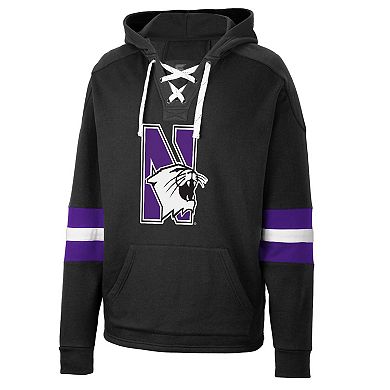Men's Colosseum Black Northwestern Wildcats Lace-Up 4.0 Pullover Hoodie