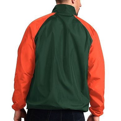 Men's G-III Sports by Carl Banks Green Miami Hurricanes Point Guard Raglan Half-Zip Jacket