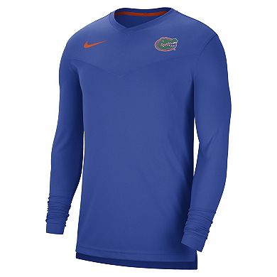 Men's Nike Royal Florida Gators 2022 Coach Performance Long Sleeve V-Neck T-Shirt