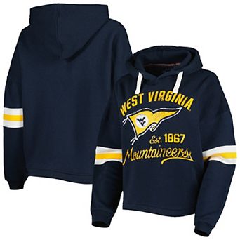Women's Pressbox Navy West Virginia Mountaineers Super Pennant Pullover Hoodie
