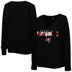 Women's Majestic Threads Black Tampa Bay Buccaneers Leopard Cropped  Pullover Hoodie