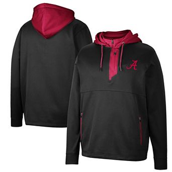 Men's Colosseum Black Alabama Crimson Tide Luge 3.0 Quarter-Zip Hoodie