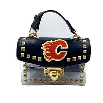 Cuce Calgary Flames Studded Clear Crossbody Purse