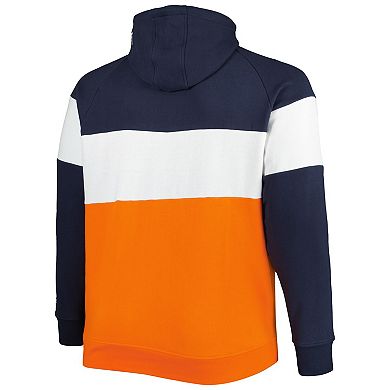 Men's New Era Orange Chicago Bears Big & Tall Current Team Colorblock Fleece Raglan Pullover Hoodie