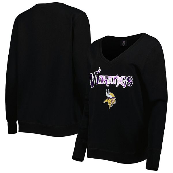 Custom Minnesota Vikings Women's Black Name & Number Logo Slim Fit