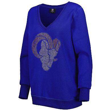 Women's Cuce Royal Los Angeles Rams Deep V-Neck Pullover Sweatshirt
