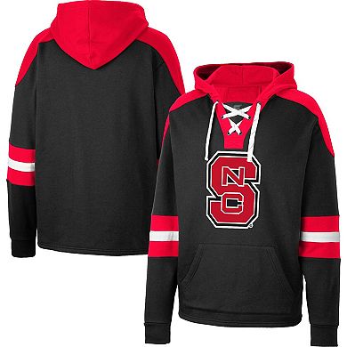 Men's Colosseum Black NC State Wolfpack Lace-Up 4.0 Pullover Hoodie