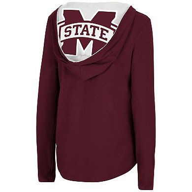 Women's Colosseum Maroon Mississippi State Bulldogs Catalina Hoodie Long Sleeve T-Shirt