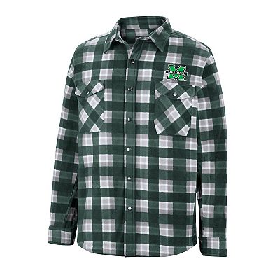 Men's Colosseum Green/White Marshall Thundering Herd Ellis Plaid Full-Snap Shirt Jacket