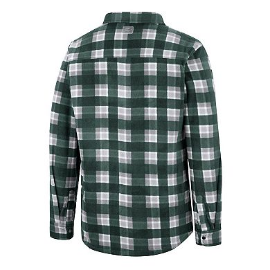 Men's Colosseum Green/White Marshall Thundering Herd Ellis Plaid Full-Snap Shirt Jacket