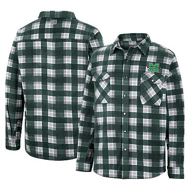 Men's Colosseum Green/White Marshall Thundering Herd Ellis Plaid Full-Snap Shirt Jacket