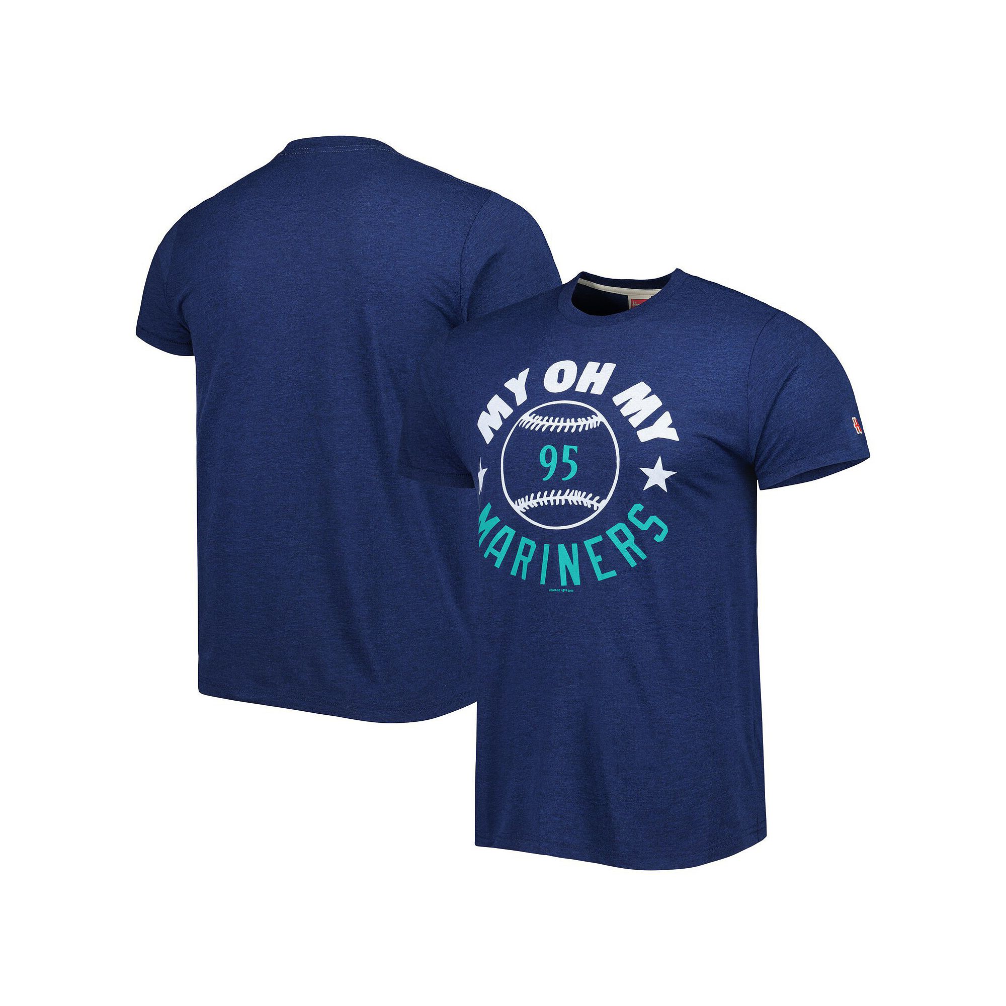 Mens Homage Navy Seattle Mariners Hyper Local Tri-Blend T-Shirt, Size: Sma