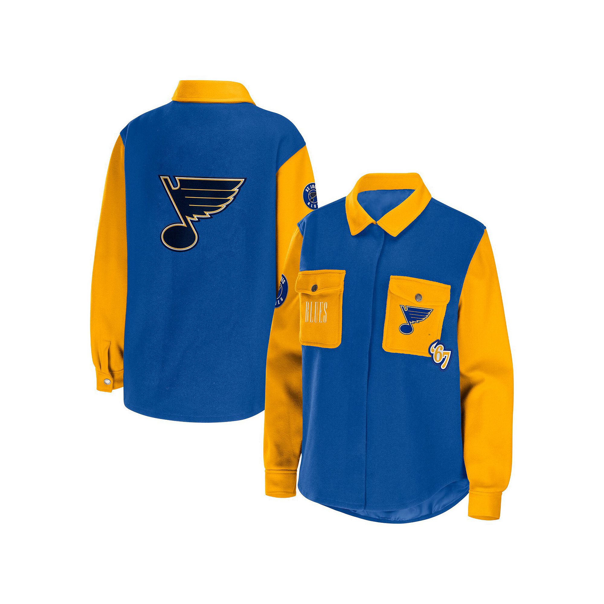 Womens WEAR by Erin Andrews Blue/Gold St. Louis Blues Colorblock Button-Up
