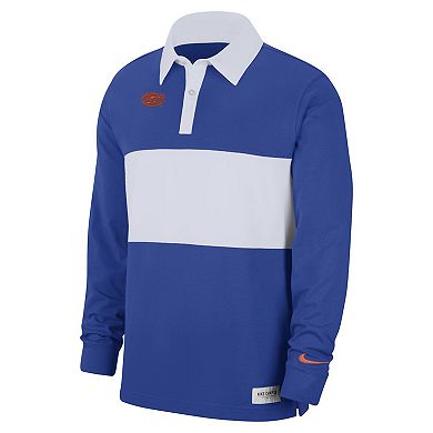 Men's Nike Royal Florida Gators Striped Long Sleeve Polo