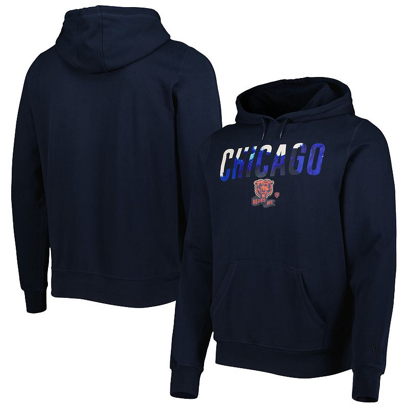 Mens New Era Navy Chicago Bears Ink Dye Pullover Hoodie, Size: Small, Blue