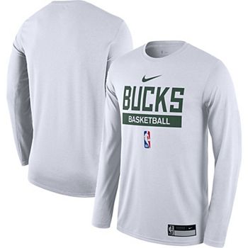 Nike Men's Milwaukee Bucks Green Practice Long Sleeve T-Shirt, Small