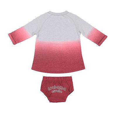 Newborn & Infant Colosseum Gray/Crimson Alabama Crimson Tide Hand in Hand Ombre Dress & Bloomers Set