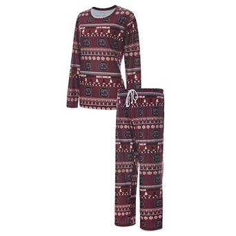 Women's Concepts Sport Garnet South Carolina Gamecocks Holiday Long Sleeve T-Shirt and Pants Sleep Set