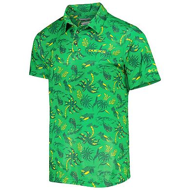 Men's Columbia Green Oregon Ducks Super Terminal Tackle Omni-Shade Polo