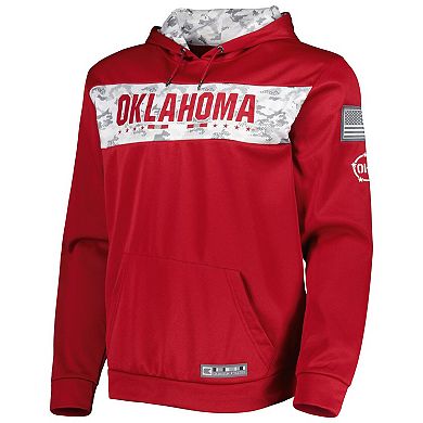 Men's Colosseum Crimson Oklahoma Sooners OHT Military Appreciation Team Color Pullover Hoodie