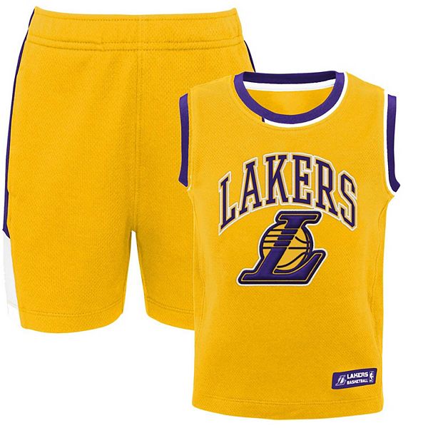 NA Kinder Basketball Trikot, No.23 Lakers Jersey 2er-Set Basketball  Trainings T-Shirt Weste und Shorts (Color : Yellow, Size : S)