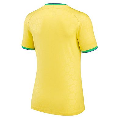 Women's Nike Yellow Brazil National Team 2022/23 Home Breathe Stadium Replica Blank Jersey
