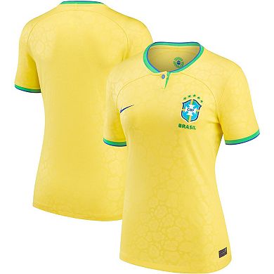 Women's Nike Yellow Brazil National Team 2022/23 Home Breathe Stadium Replica Blank Jersey