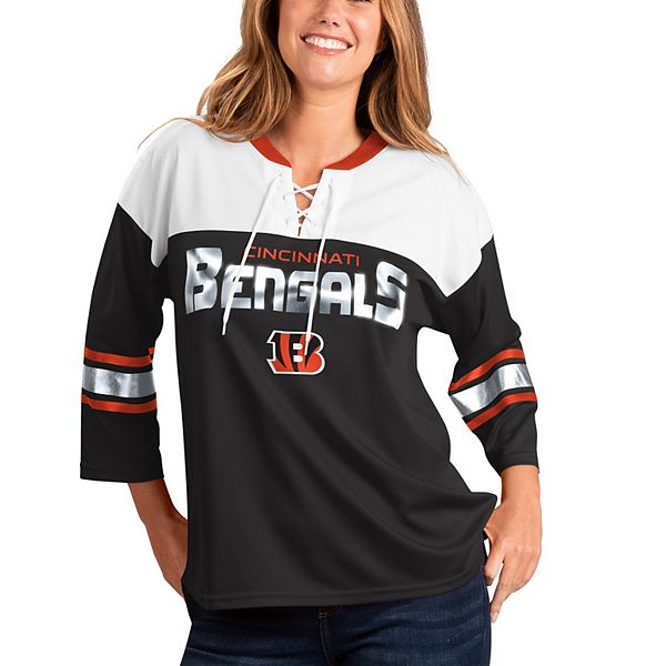 Women's G-III 4Her by Carl Banks Black/Orange Cincinnati Bengals Double  Wing Lace-Up 3/